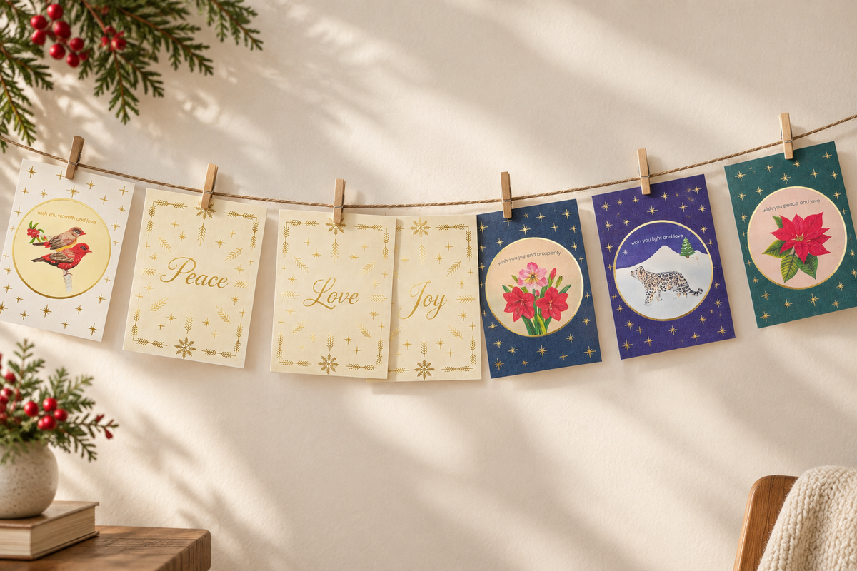Christmas Greeting Cards | Set of 8 | Features exclusive colour pencil artworks | An Indian Christmas