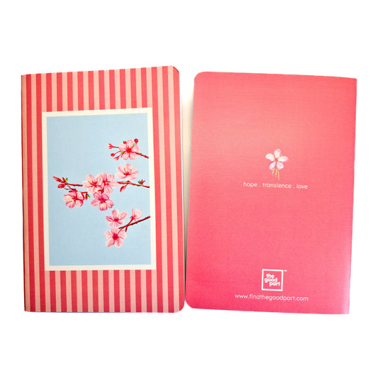 A5 Single Notebook | 100 GSM paper | 100 pages| Blank pages | Centre thread stitched | Floral collection | Cherry blossom