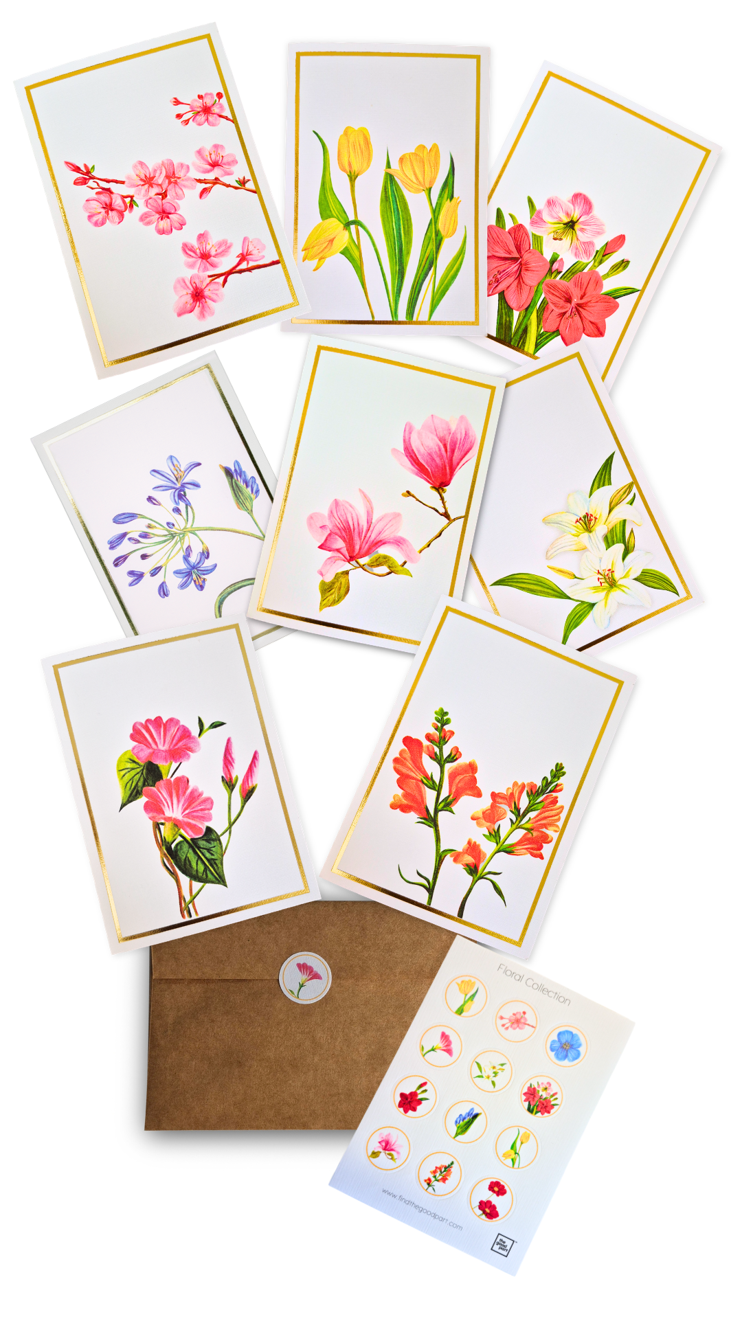 Floral Greeting Card- Set of 8