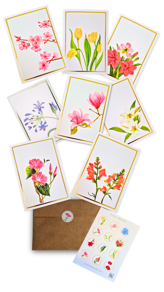 Floral Greeting Card- Set of 8