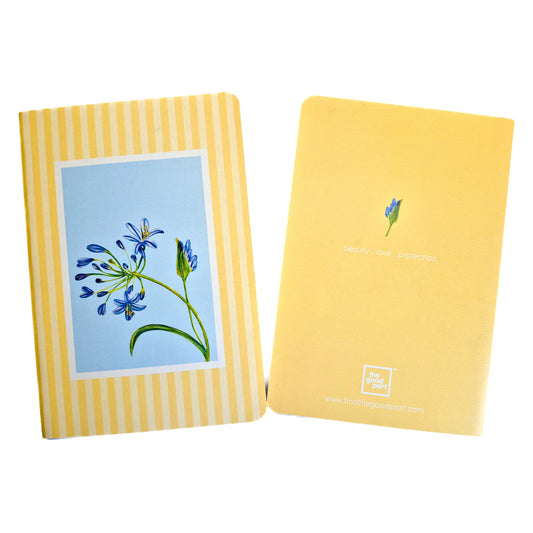 A5 Single Notebook | 100 GSM paper | 100 pages| Blank pages | Centre thread stitched | Floral collection | Agapanthus