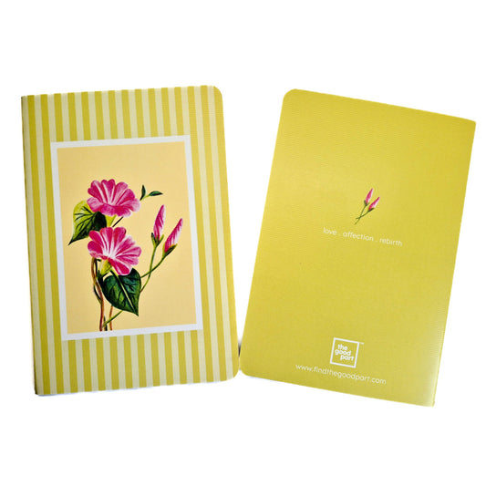 A5 Single Notebook | 100 GSM paper | 100 pages| Blank pages | Centre thread stitched | Floral collection | Morning glory