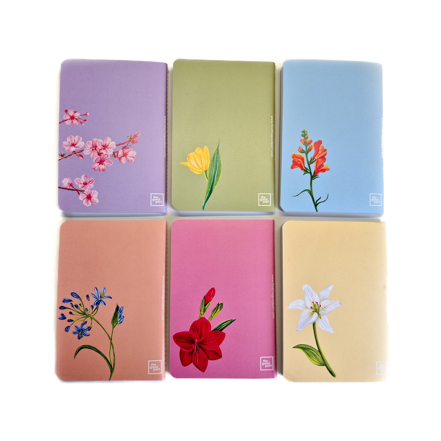 B6 Notebooks| Set of 6 | Floral Collection |100 GSM paper | 100 pages| Blank pages | Centre thread stitched