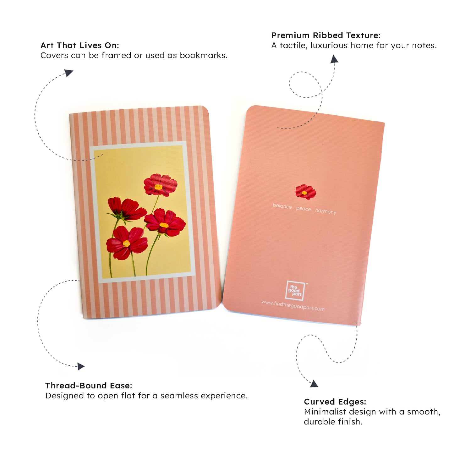 A5 Single Notebook | 100 GSM paper | 100 pages| Blank pages | Centre thread stitched | Floral collection | Agapanthus