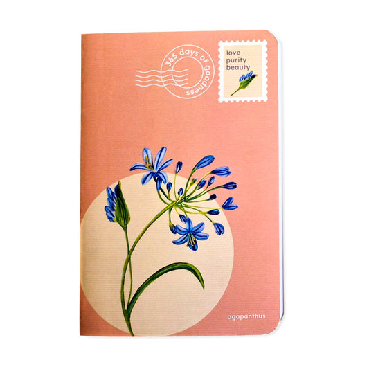 B6 Single Notebook | 100 GSM paper | 100 pages| Blank pages | Centre thread stitched | Floral collection | Agapanthus