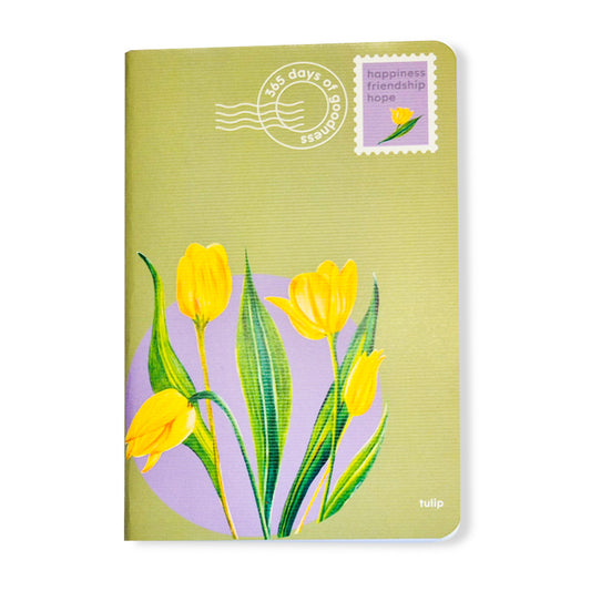 B6 Single Notebook | 100 GSM paper | 100 pages| Blank pages | Centre thread stitched | Floral collection | Tulip