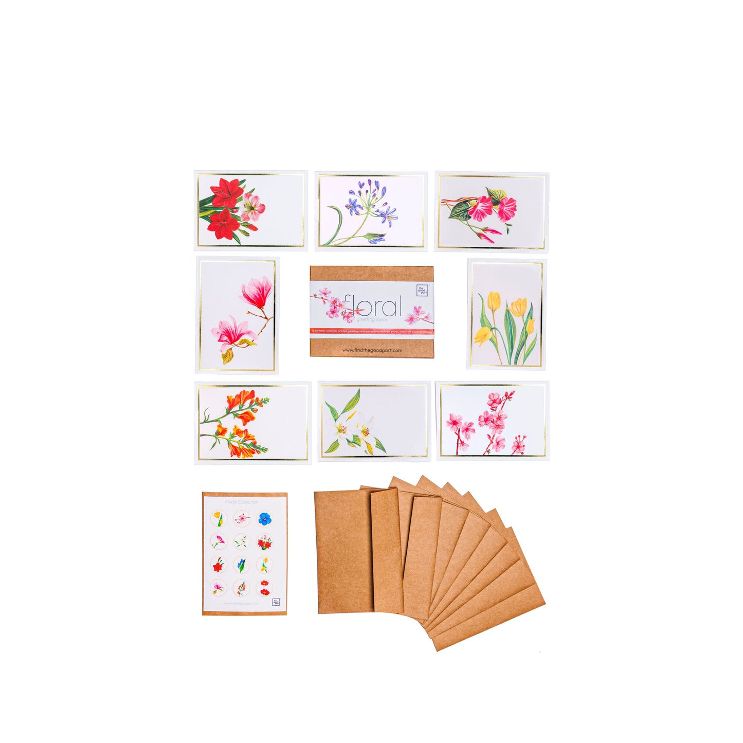 Floral Greeting Card- Set of 8