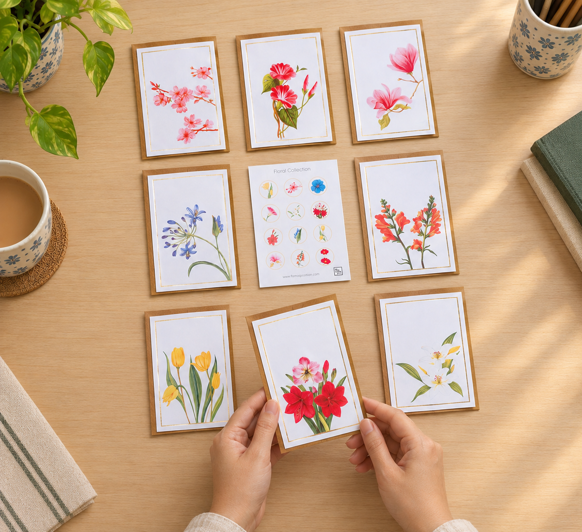 Floral Greeting Card- Set of 8