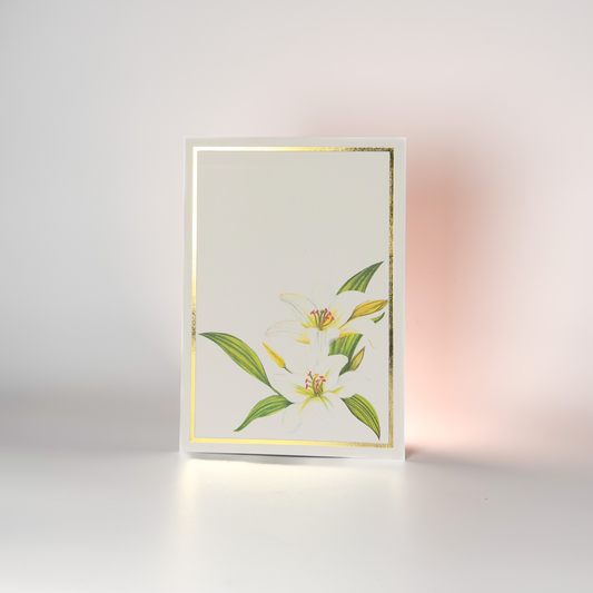 White Lily Floral Greeting Card