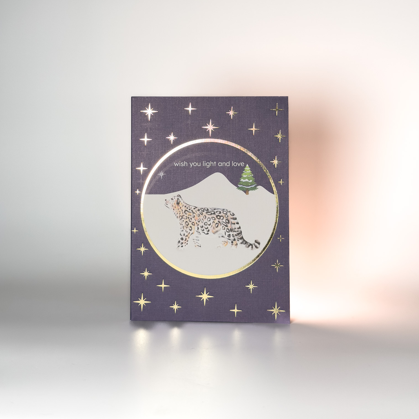 Snow Leopard Christmas Greeting Card