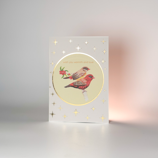Red Avadavat Christmas Greeting Card