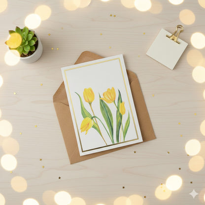 Yellow Tulip Floral Greeting Card - For The Cheerful One